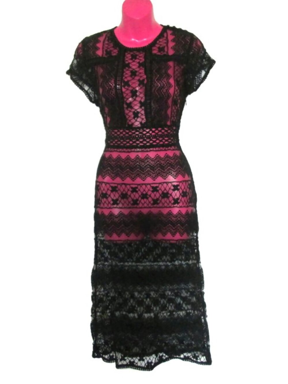 NEW sexy sheer black lace midi dress size medium retro 1930s style